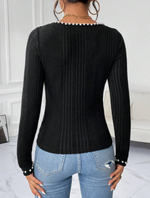 Maglietta elegante da donna con decorazioni in perline